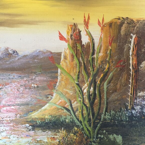 Painting Framed Desert Landscape Acrylic 12 X 11 - Picture 2 of 5